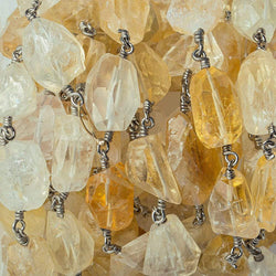 12x9-18x9mm Citrine faceted nugget Black Gold plated Chain by the foot 15 bead per (ONLINE ORDER ONLY)