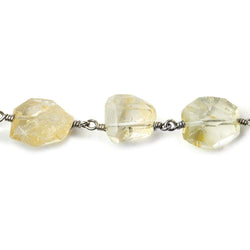 12x9-18x9mm Citrine faceted nugget Black Gold plated Chain by the foot 15 bead per (ONLINE ORDER ONLY)