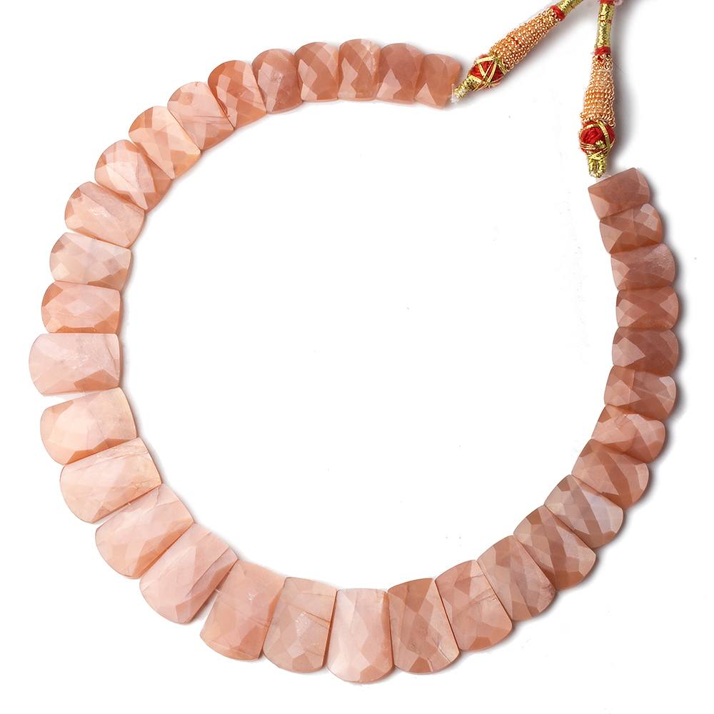 12x9-22x14mm Angel Skin Peach Moonstone double drilled faceted fancy shape collar 32 beads (ONLINE ORDER ONLY)