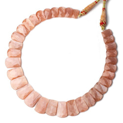 12x9-22x14mm Angel Skin Peach Moonstone double drilled faceted fancy shape collar 32 beads (ONLINE ORDER ONLY)