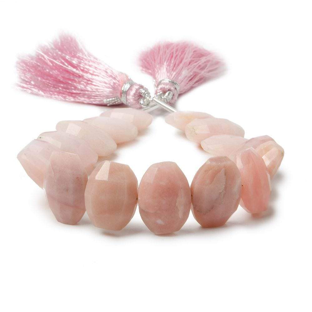 12x9mm Pink Peruvian Opal side drilled Faceted Cushions 6 inch 17 Beads (ONLINE ORDER ONLY)