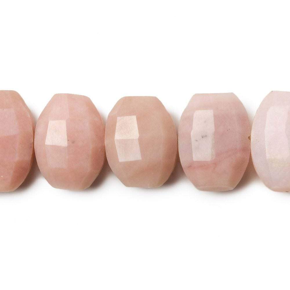 12x9mm Pink Peruvian Opal side drilled Faceted Cushions 6 inch 17 Beads (ONLINE ORDER ONLY)