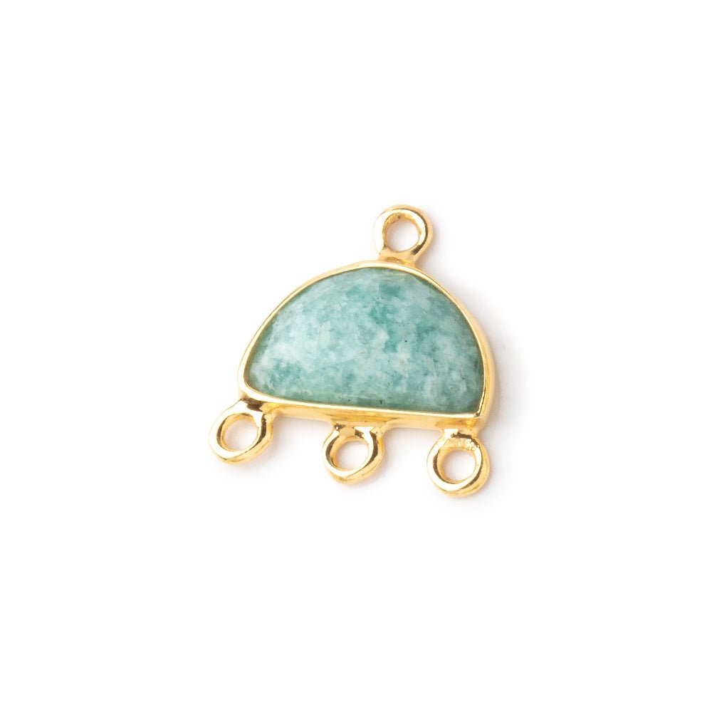 12x9mm Vermeil Amazonite Half Moon East West 3 ring Connector (ONLINE ORDER ONLY)