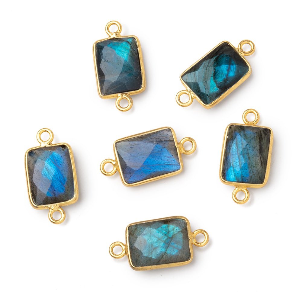 12x9mm Vermeil Bezel Labradorite Faceted Rectangle with Blue Flash 1 Connector (ONLINE ORDER ONLY)