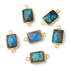 12x9mm Vermeil Bezel Labradorite Faceted Rectangle with Blue Flash 1 Connector (ONLINE ORDER ONLY)