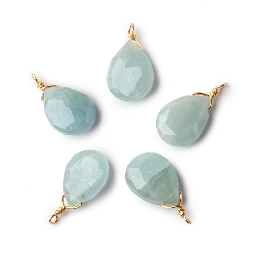 12x9mm Vermeil Wire Wrapped Aquamarine Faceted Pear 1 Focal Pendant (ONLINE ORDER ONLY)
