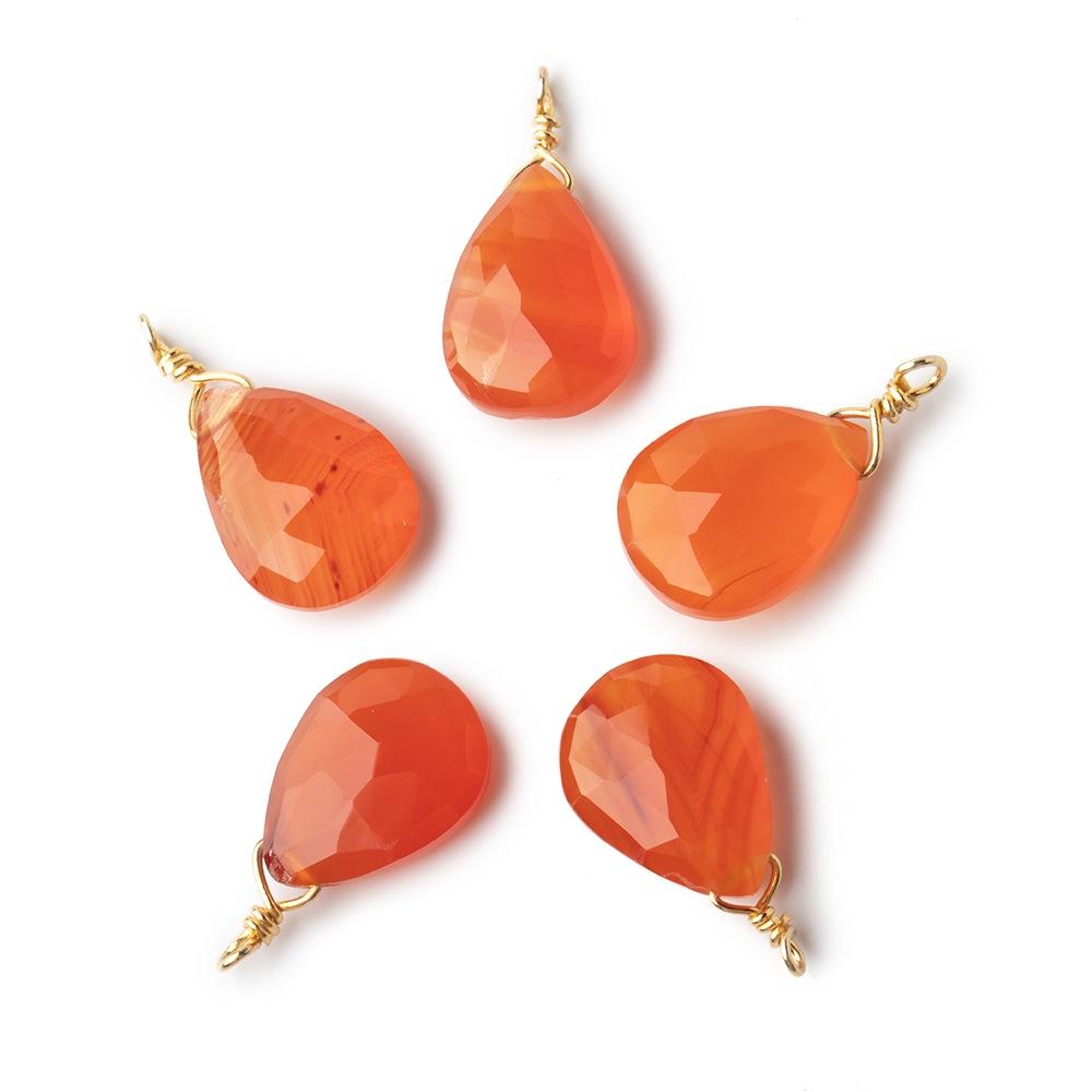 12x9mm Vermeil Wire Wrapped Orange Chalcedony Faceted Pear 1 Focal Pendant (ONLINE ORDER ONLY)