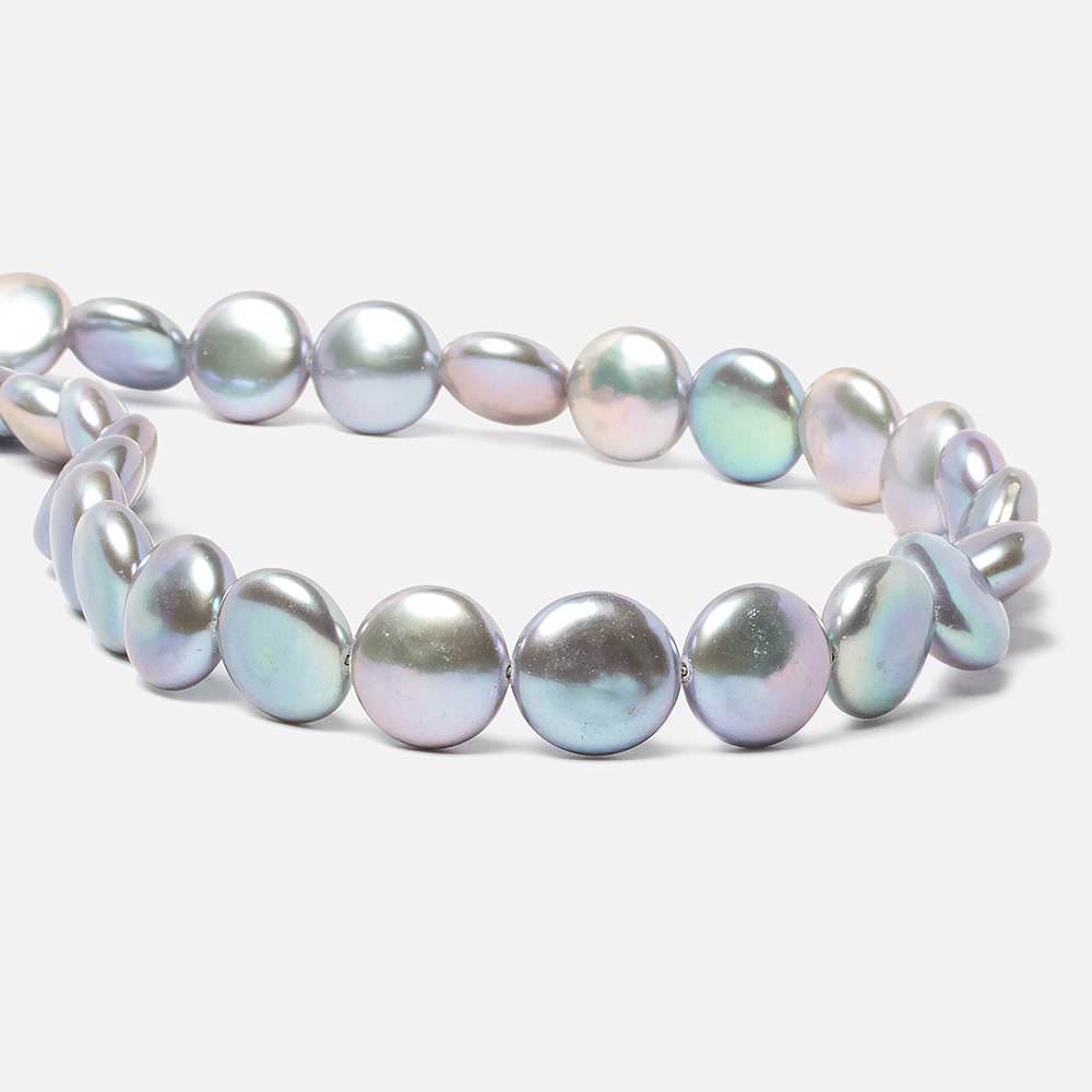 13-13.5mm Silver Coin Freshwater Pearls 16 inch 30 pieces AAA (ONLINE ORDER ONLY)