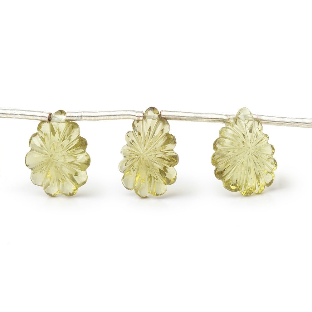 13-14.5mm Olive Quartz Carved Pear Beads 6.5 inch 10 pieces (ONLINE ORDER ONLY)