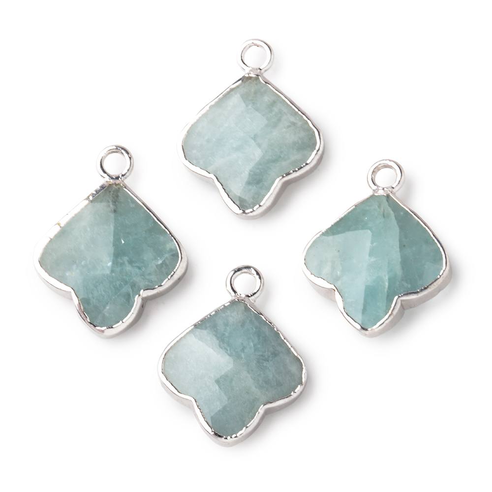 13-14mm Silver Leafed Aquamarine Faceted Trillium Flower Focal Pendant 1 piece (ONLINE ORDER ONLY)