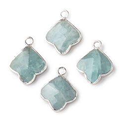13-14mm Silver Leafed Aquamarine Faceted Trillium Flower Focal Pendant 1 piece (ONLINE ORDER ONLY)
