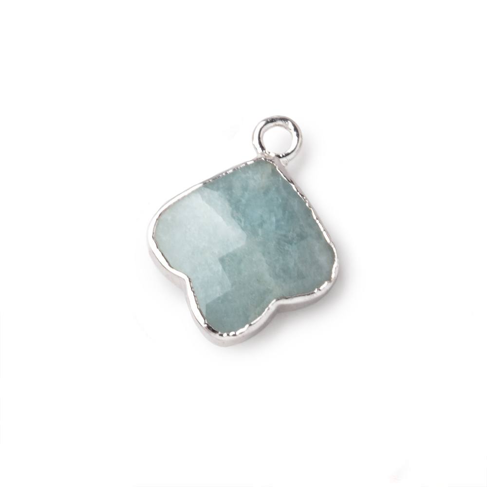 13-14mm Silver Leafed Aquamarine Faceted Trillium Flower Focal Pendant 1 piece (ONLINE ORDER ONLY)