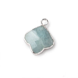 13-14mm Silver Leafed Aquamarine Faceted Trillium Flower Focal Pendant 1 piece (ONLINE ORDER ONLY)