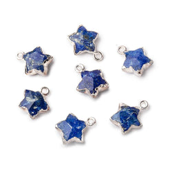 13-14mm Silver Leafed Lapis Lazuli Faceted Star Focal Pendant 1 piece (ONLINE ORDER ONLY)