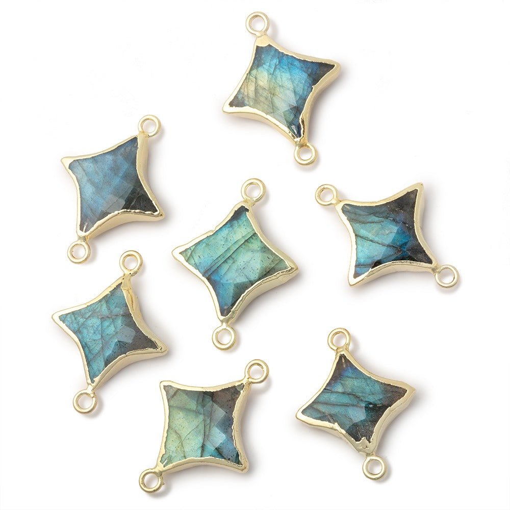 13-15mm Gold Leafed Labradorite 4 Point Star Focal 2 Ring Connector (ONLINE ORDER ONLY)