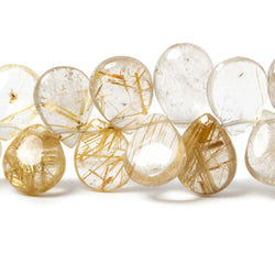 13-15mm Golden Rutilated Quartz Plain Pear Beads, A Grade 8 inch 42 pieces (ONLINE ORDER ONLY)