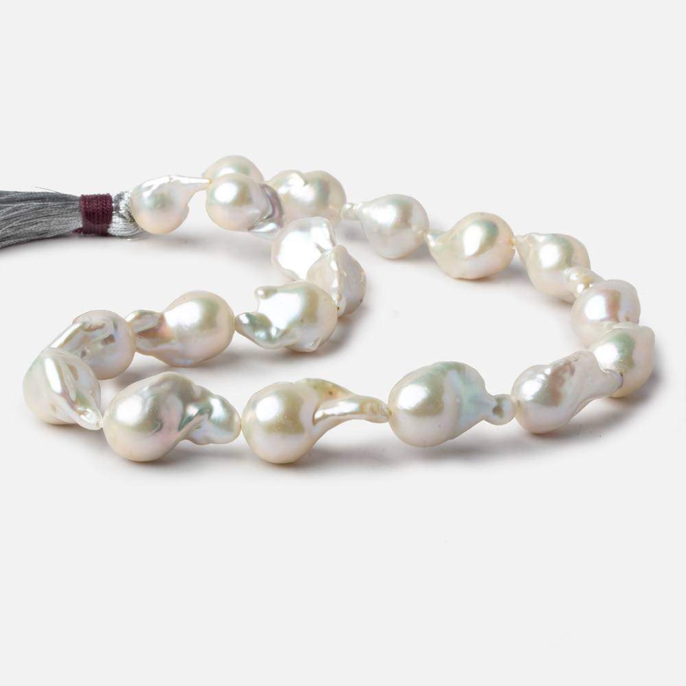 13-15mm White Ultra Baroque Freshwater Pearls 16.5 inch 19 pieces AA 0.8mm drill hole (ONLINE ORDER ONLY)