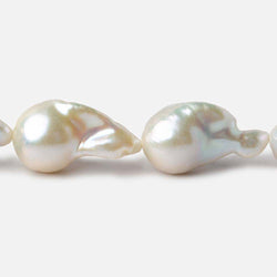 13-15mm White Ultra Baroque Freshwater Pearls 16.5 inch 19 pieces AA 0.8mm drill hole (ONLINE ORDER ONLY)
