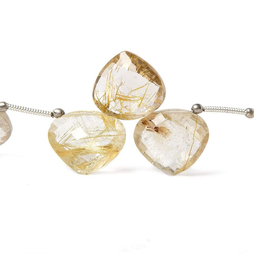 13-17mm Rutilated Quartz Heart Briolette, Shoulder Drilled 8 inch 17 pieces (ONLINE ORDER ONLY)