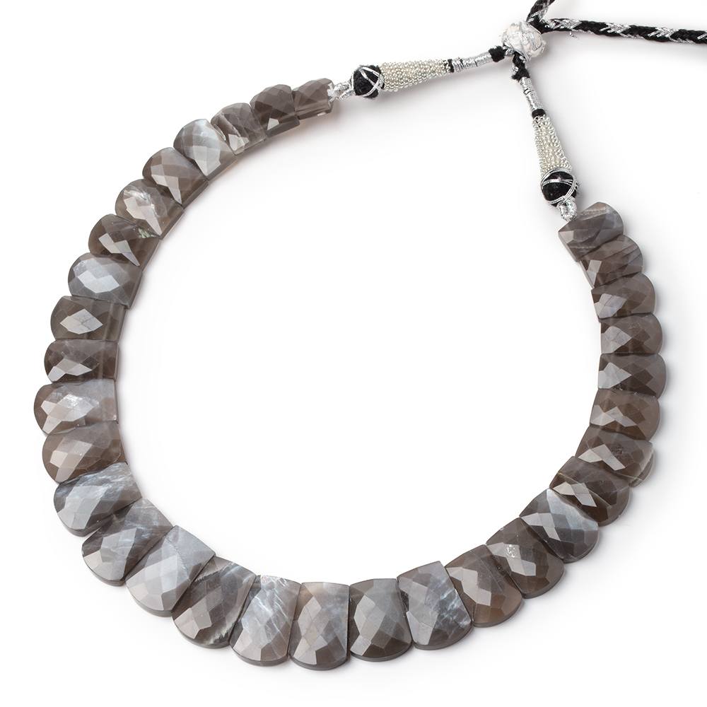 13-20mm Platinum Gray Moonstone Faceted Fancy Shape Collar 31 Beads (ONLINE ORDER ONLY)