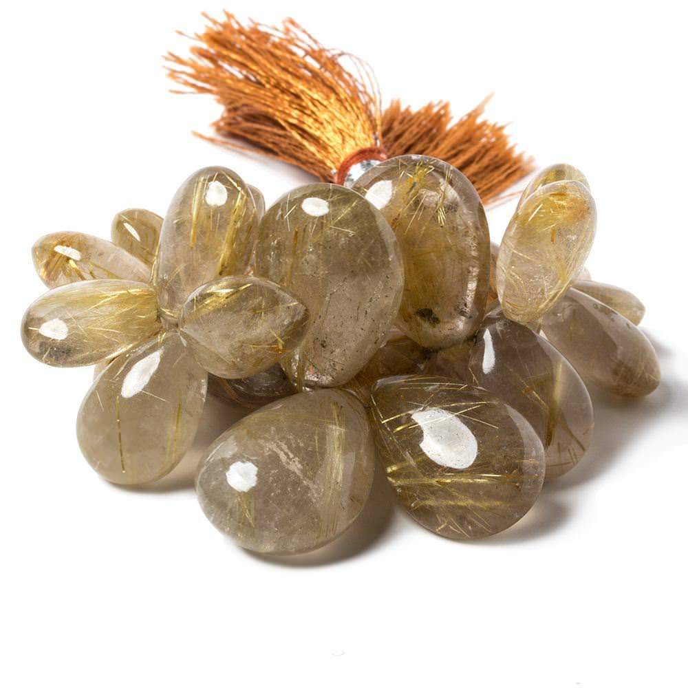 13-24mm Rutilated Quartz Plain Pear Beads 7.5 inch 27 beads (ONLINE ORDER ONLY)