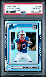 Graded 2024 Panini Donruss Keon Coleman #358 Optic Preview Rookie RC Football Card PSA 10 Gem Mint