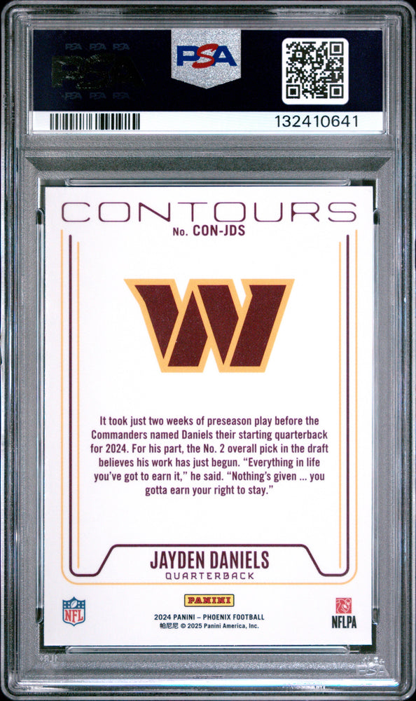 Graded 2024 Panini Phoenix Jayden Daniels #CONJDS Contours Rookie RC Football Card PSA 10 Gem Mint
