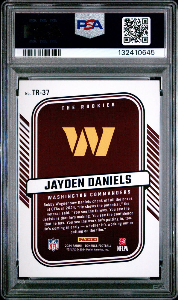 Graded 2024 Panini Donruss Jayden Daniels #TR37 The Rookies Rookie RC Football Card PSA 9 Mint