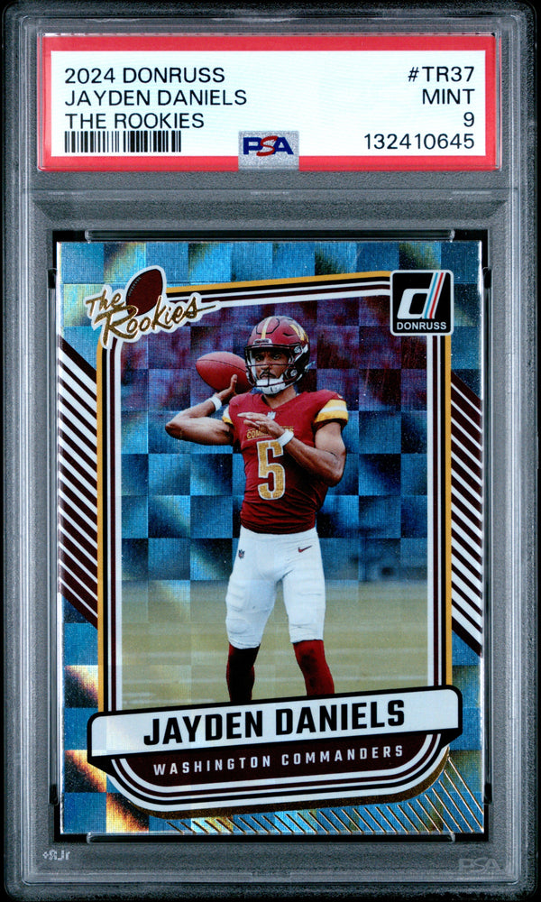 Graded 2024 Panini Donruss Jayden Daniels #TR37 The Rookies Rookie RC Football Card PSA 9 Mint