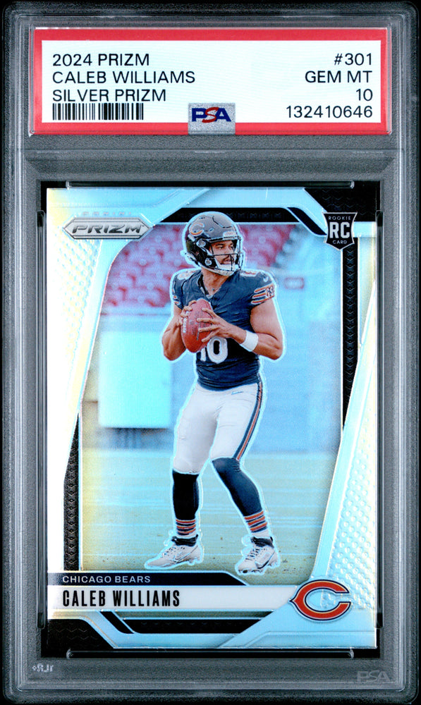 Graded 2024 Panini Prizm Caleb Williams #301 Silver Prizm Rookie RC Football Card PSA 10 Gem Mint