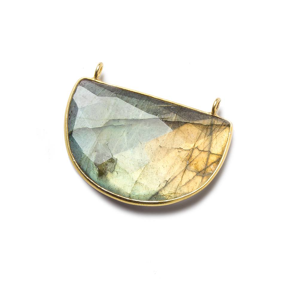 32x21x7mm Vermeil Labradorite Gold Flash Half Moon Connector 1 piece (ONLINE ORDER ONLY)