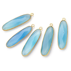 31x9mm Vermeil Bezel Santorini Blue Chalcedony Elongated Oval 1 Pendant (ONLINE ORDER ONLY)
