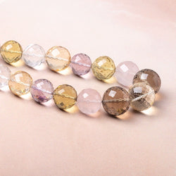 13.5-18mm Multi Gemstone German Faceted Round beads 16 inch 27 pieces AA (ONLINE ORDER ONLY)
