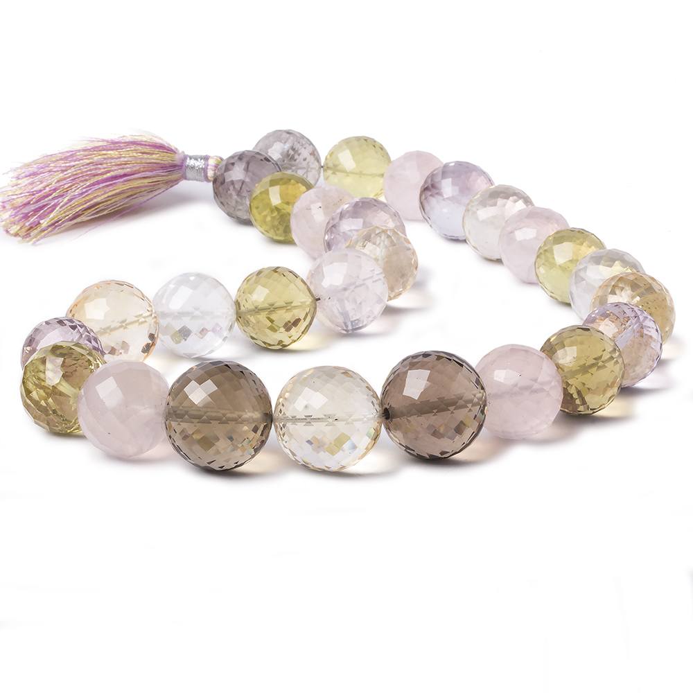 13.5-18mm Multi Gemstone German Faceted Round beads 16 inch 27 pieces AA (ONLINE ORDER ONLY)