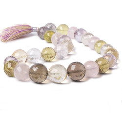 13.5-18mm Multi Gemstone German Faceted Round beads 16 inch 27 pieces AA (ONLINE ORDER ONLY)