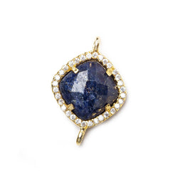 13.5mm Gold Bezel White CZ & Lapis Lazuli Cushion Connector 1 piece (ONLINE ORDER ONLY)