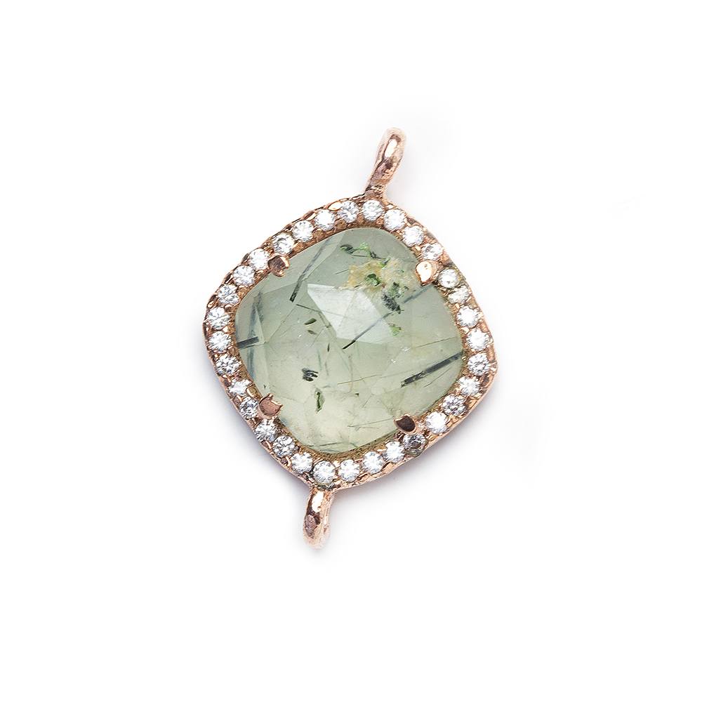 13.5mm Rose Gold Bezel White CZ & Prehnite Cushion Pendant 1 piece (ONLINE ORDER ONLY)