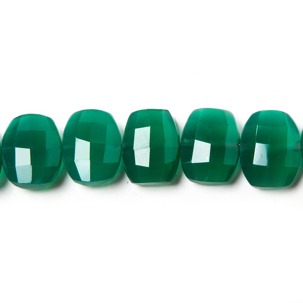 13.5x10.5mm Green Onyx side drilled Faceted Cushion Beads 7 inch 17 pieces (ONLINE ORDER ONLY)