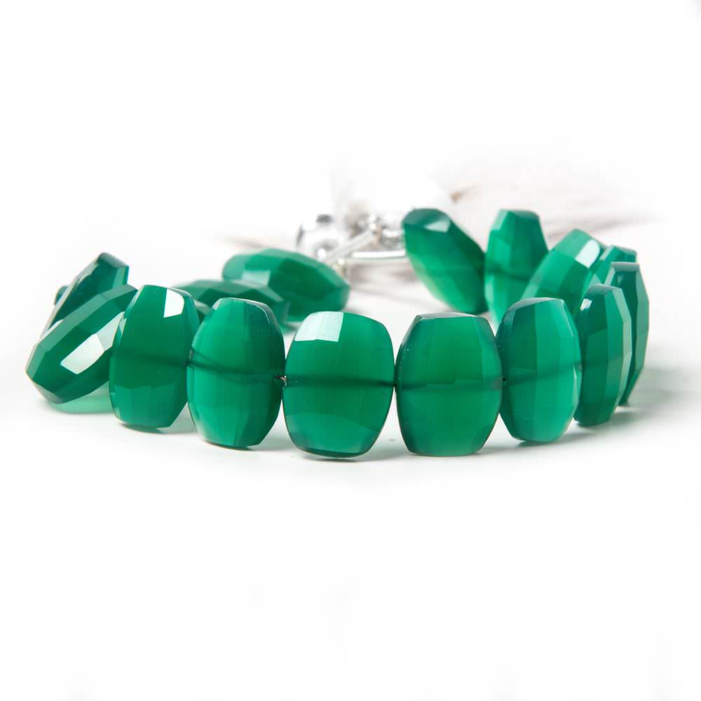 13.5x10.5mm Green Onyx side drilled Faceted Cushion Beads 7 inch 17 pieces (ONLINE ORDER ONLY)