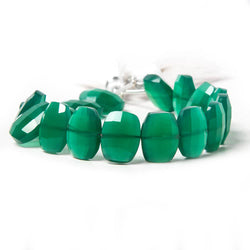 13.5x10.5mm Green Onyx side drilled Faceted Cushion Beads 7 inch 17 pieces (ONLINE ORDER ONLY)