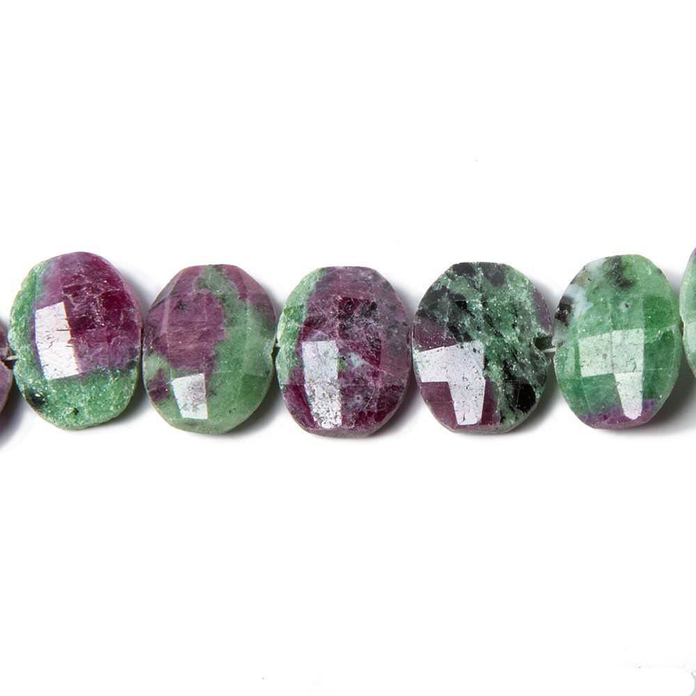 13.5x11x5mm Ruby in Zoisite Side Drilled Faceted Cushion 6 in. 15 beads (ONLINE ORDER ONLY)