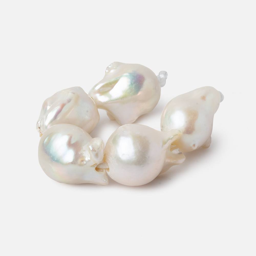 13.5x20-14.5x19mm White Ultra Baroque 2.5mm Large Hole Freshwater Pearls 4 inch 5 pieces A (ONLINE ORDER ONLY)