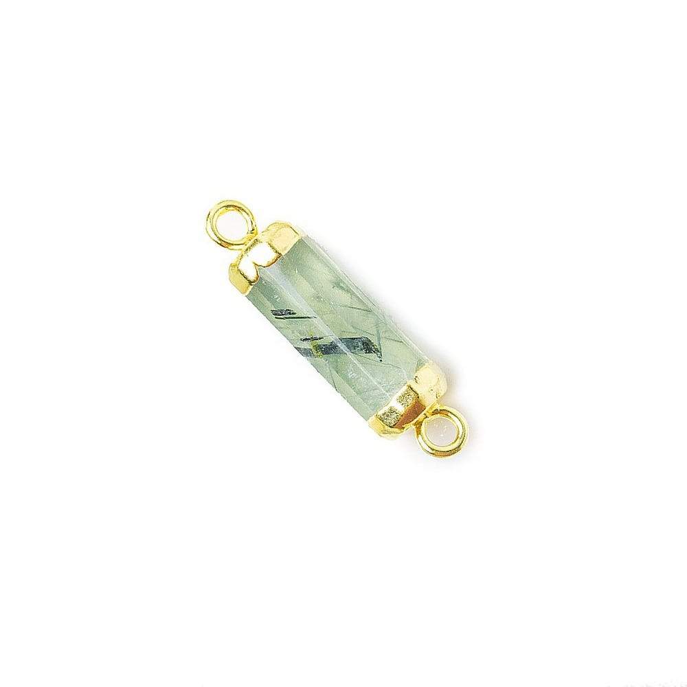 13.5x5mm Gold Leafed Prehnite faceted barrel tube Connector 1 piece (ONLINE ORDER ONLY)