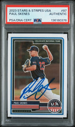 Graded 2023 Panini Stars & Stripes USA Paul Skenes #87 Rookie RC Baseball Card PSA Authentic Auto
