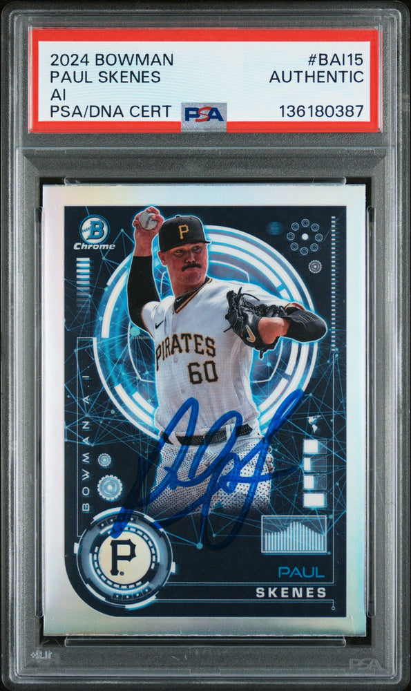Graded 2024 Topps Bowman Paul Skenes #BAI15 AI Rookie RC Baseball Card PSA Authentic Auto