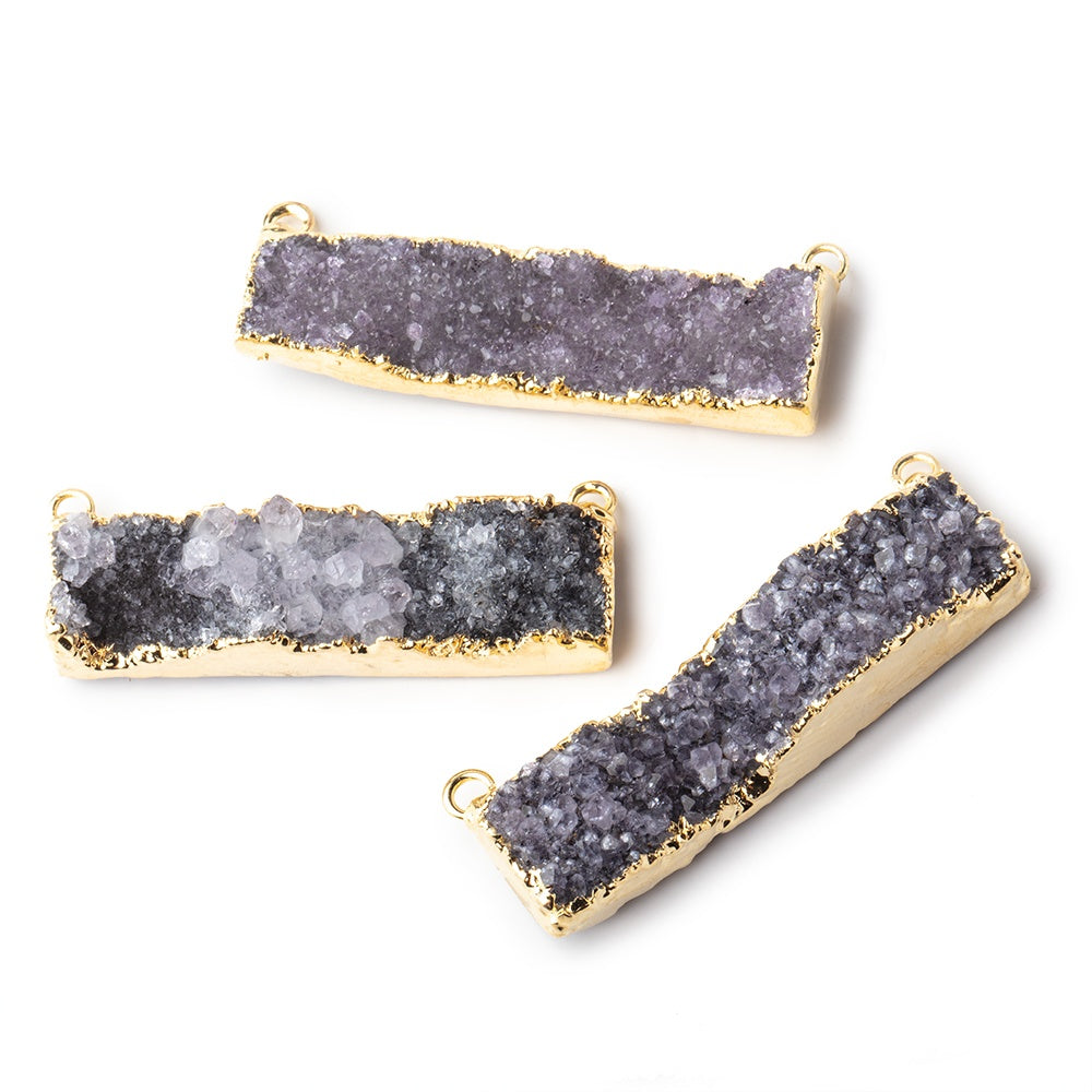40x8mm Gold Leaf Edged Amethyst Drusy East West Bar Connector 1 piece (ONLINE ORDER ONLY)