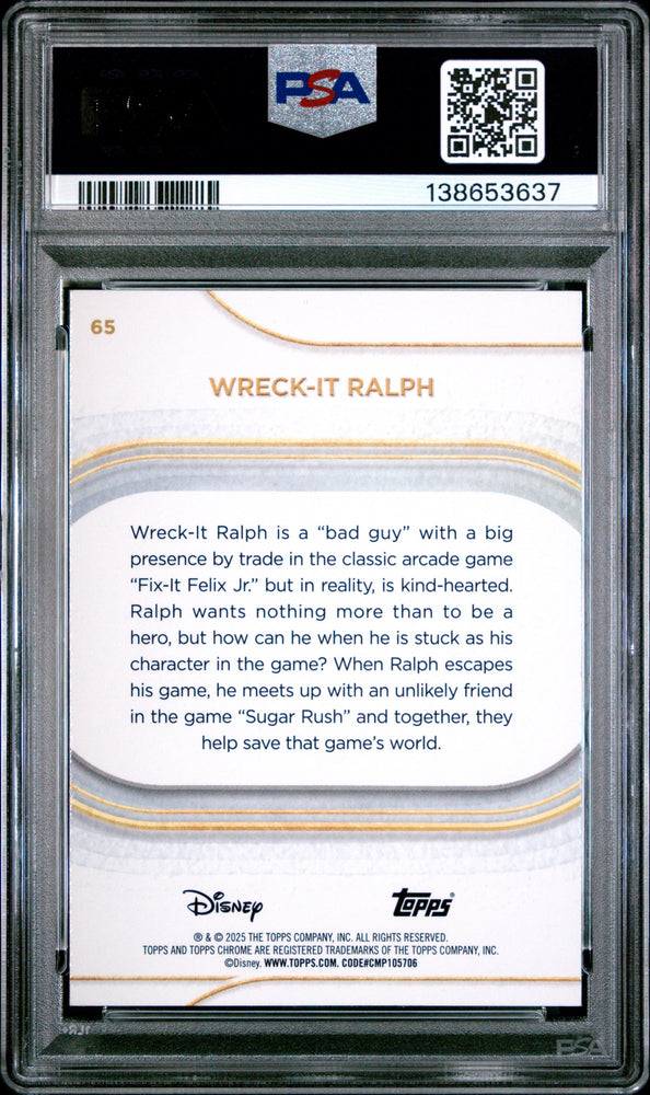 Graded 2025 Topps Chrome Disney Wreck-It Ralph #65 Blue Mini Diamonds #/150 Trading Card PSA 10 Gem Mint