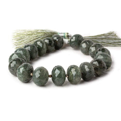 13mm - 14mm Green Tourmalinated Quartz faceted rondelles 8inch 18 beads A (ONLINE ORDER ONLY)