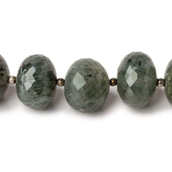 13mm - 14mm Green Tourmalinated Quartz faceted rondelles 8inch 18 beads A (ONLINE ORDER ONLY)