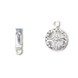 13mm Antiqued Sterling Silver plated Box Clasp Filigree Design 1 piece (ONLINE ORDER ONLY)